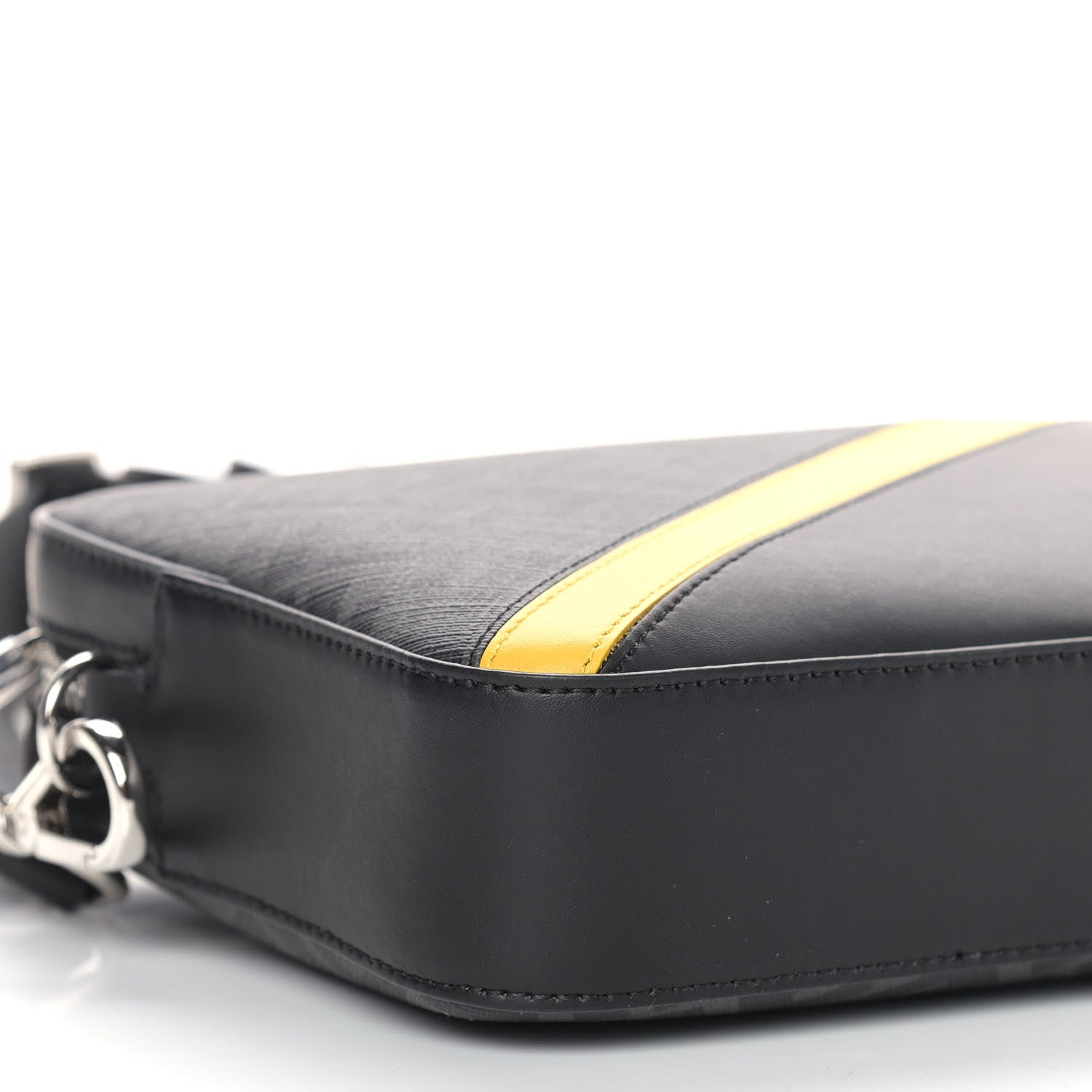 Fendi Glazed Fabric Vitello Liberty FF 1974 Diagonal Medium Camera Case Black Sunflower 8 of 9