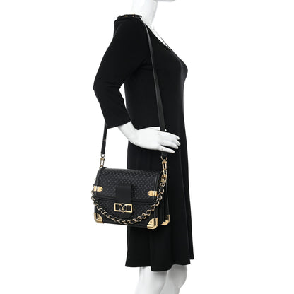 Louis Vuitton Calfskin Nanogram Embossed Dauphine MM Black 2 of 9