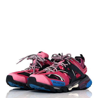 Balenciaga Mesh Nylon Metallic Fabric Womens Track Sneakers 38 Pink Blue 2 of 6