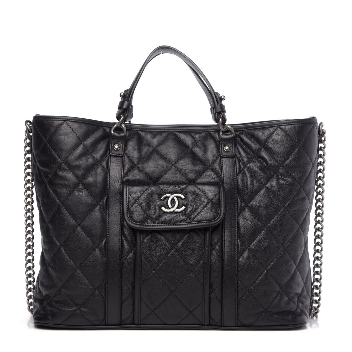Calfskin Quilted Casual Riviera Tote Black