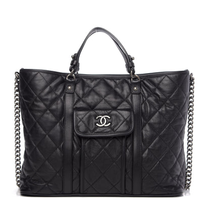Chanel Calfskin Quilted Casual Riviera Tote Black 1 of 14