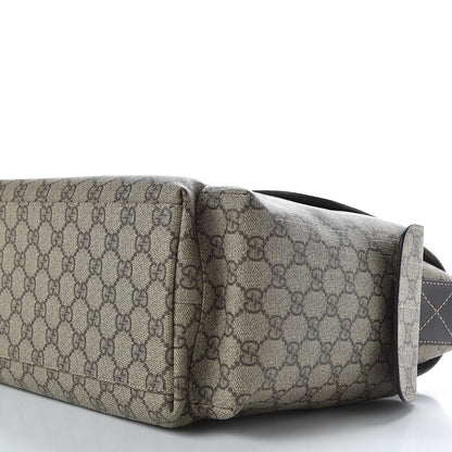 Gucci GG Supreme Monogram Selleria Calfskin Messenger Diaper Bag Beige Ebony Cocoa Dark Chocolate 7 of 10