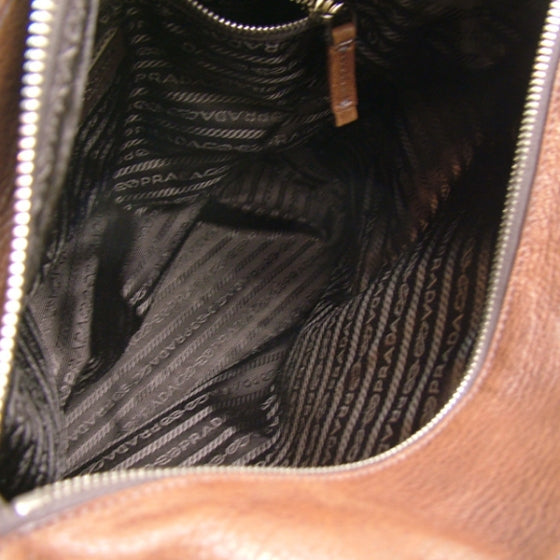 Prada Leather N/S Tote Shoulder Bag Purse Brown 12 of 12
