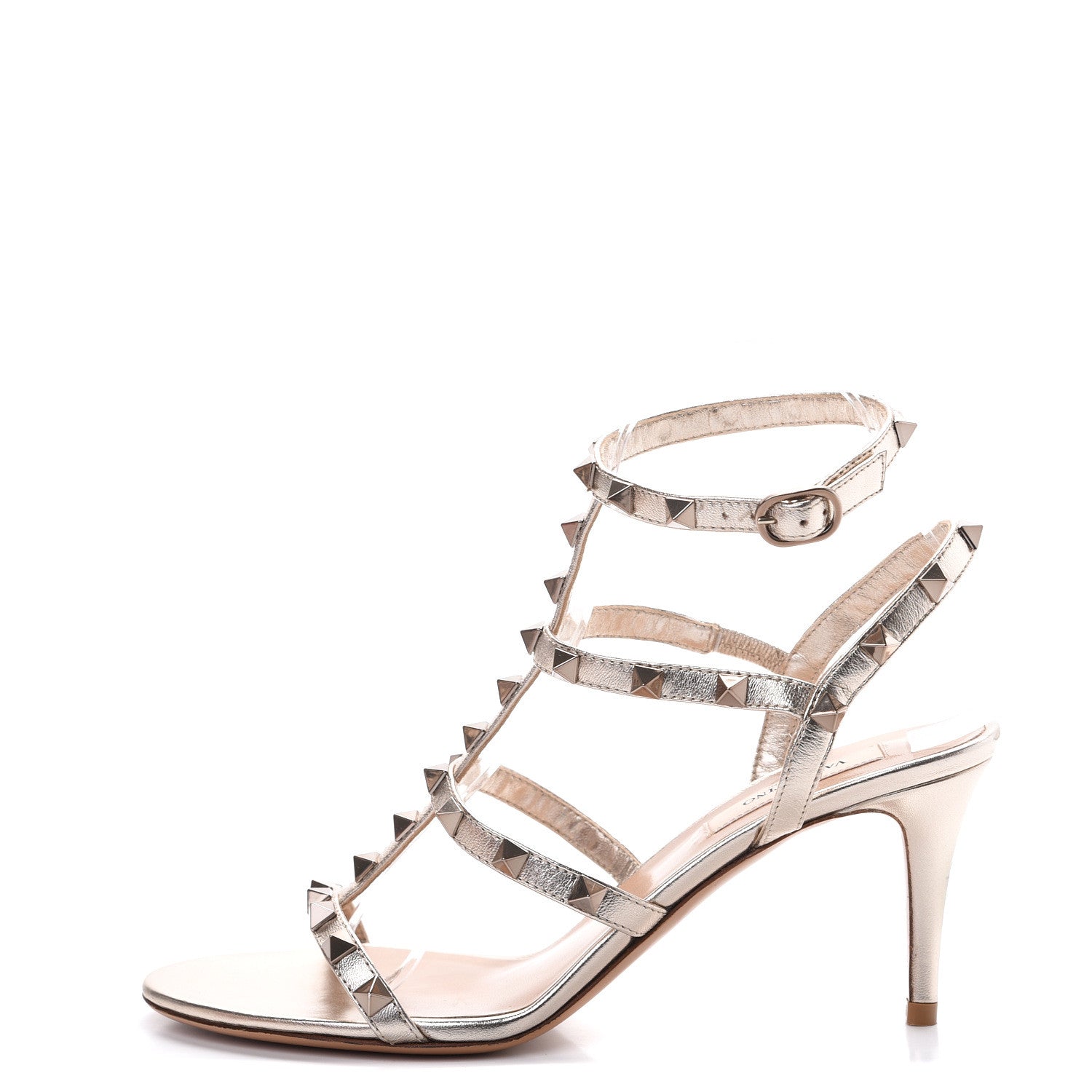 Valentino Garavani Metallic Nappa Rockstud Gladiator 70mm Sandals 37 Gold 1 of 11