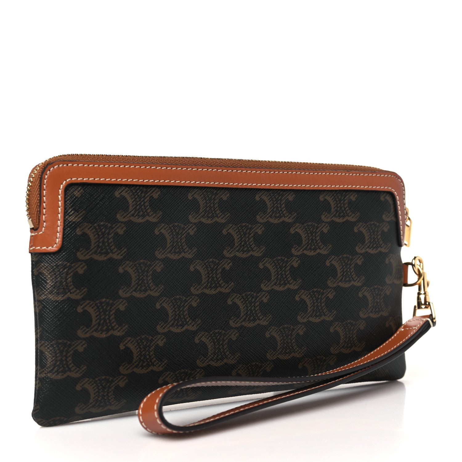Celine Triomphe Calfskin Long Pouch With Strap Tan 3 of 8