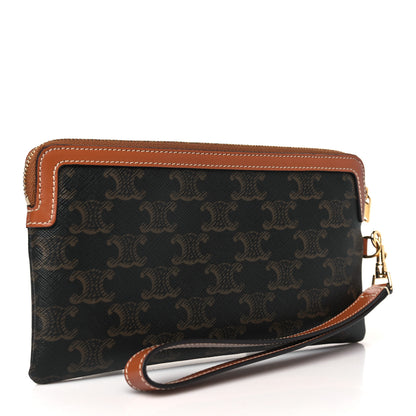 Celine Triomphe Calfskin Long Pouch With Strap Tan 3 of 8