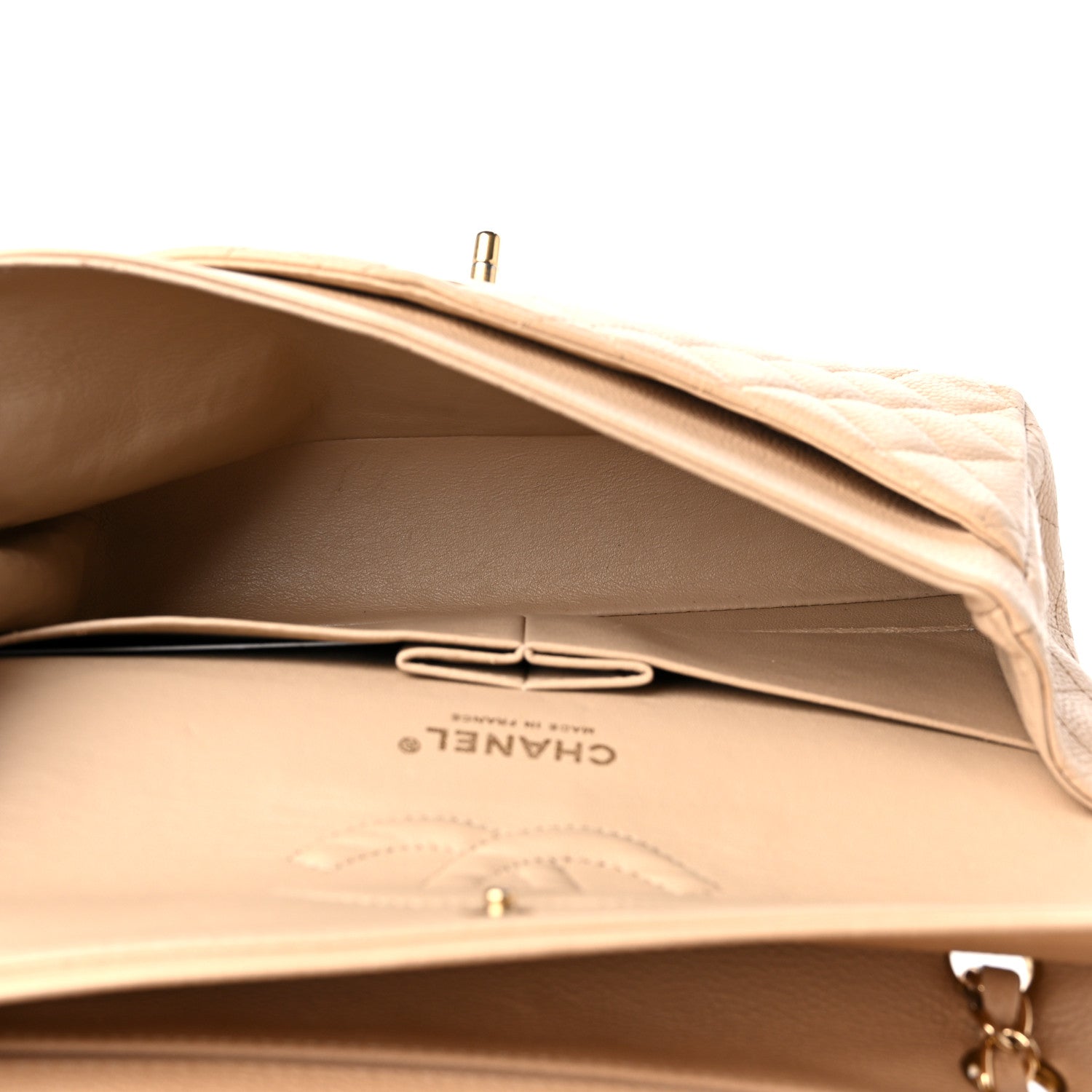 Chanel Caviar Quilted Medium Double Flap Beige 5 of 12