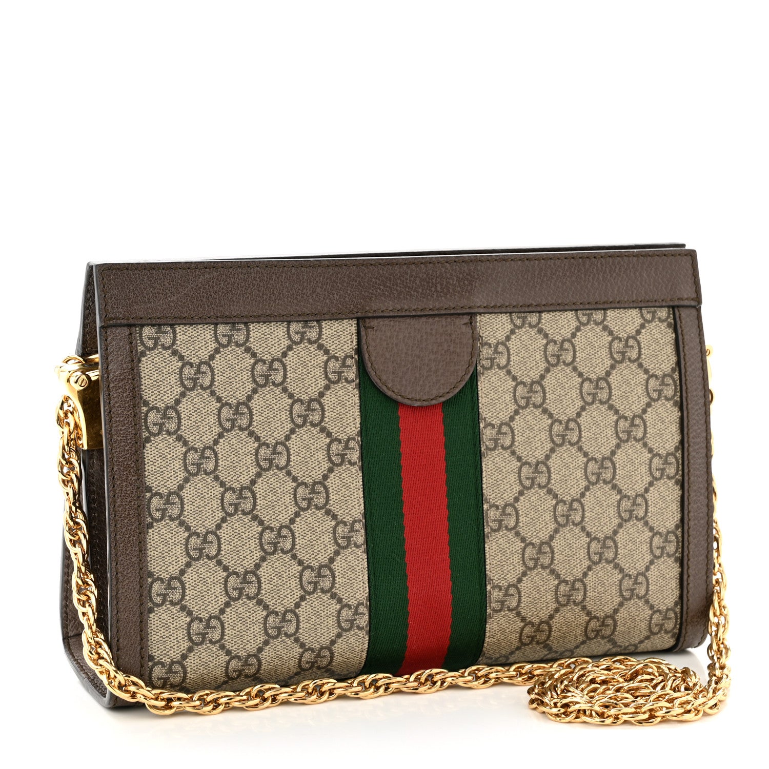 Gucci GG Supreme Monogram Web Small Ophidia Chain Shoulder Bag Brown 3 of 12
