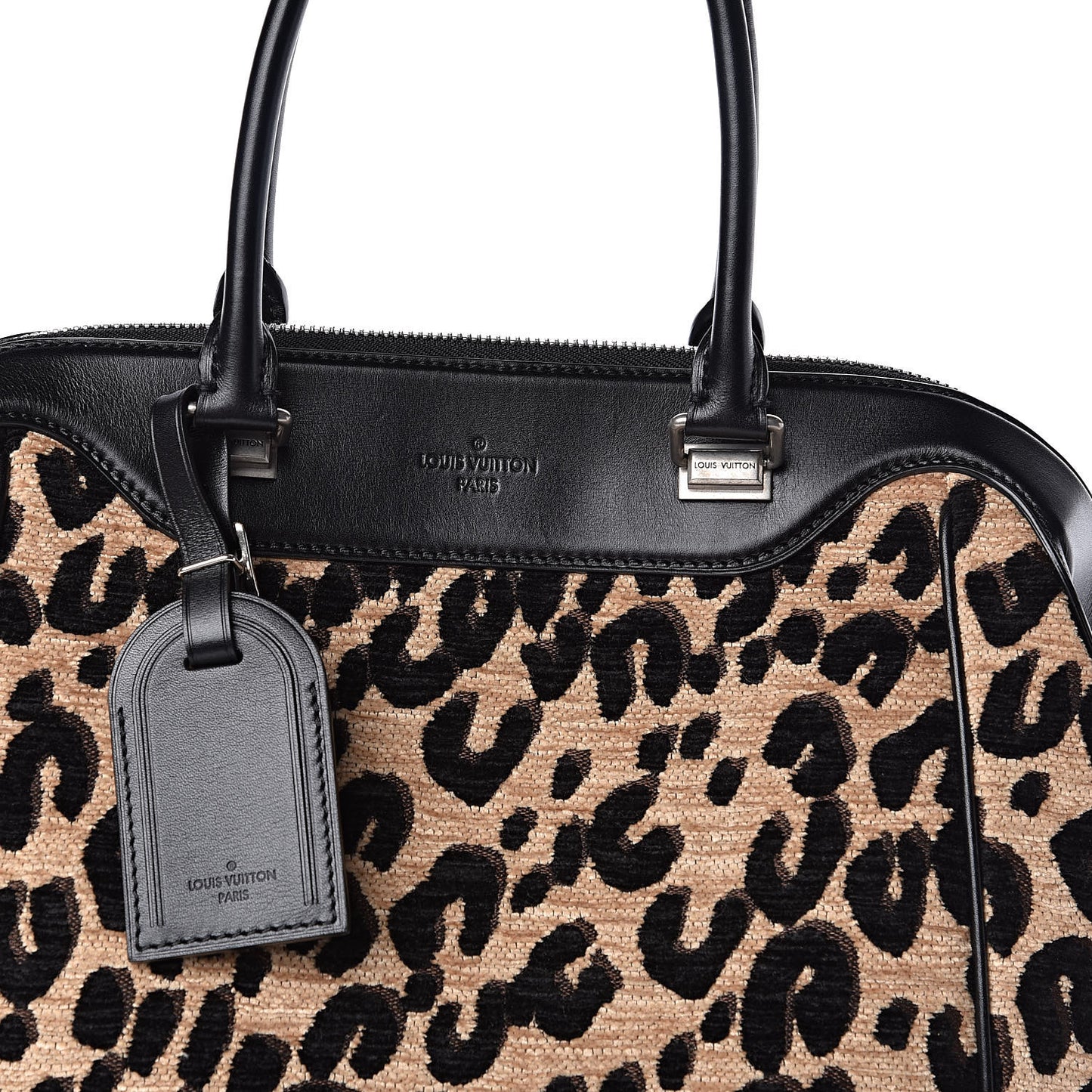 Jacquard Velvet Leopard Print Stephen Sprouse North South Bag Black