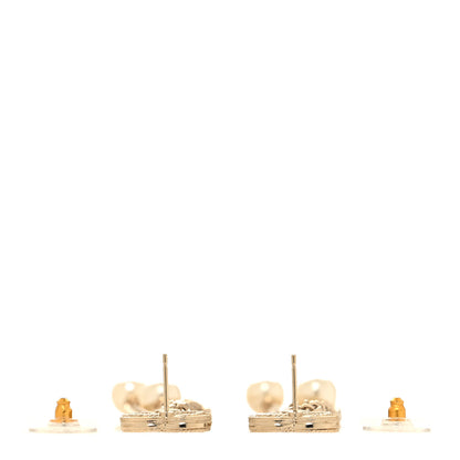 Chanel Pearl Chain CC Dangle Earrings Gold 3 of 5