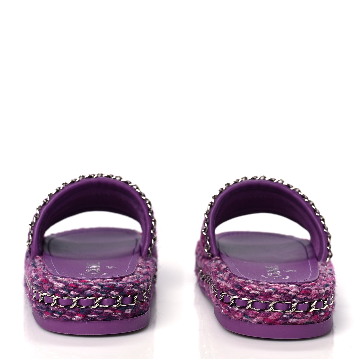 Cord Braided Chain Slide Sandals 37 Dark Purple