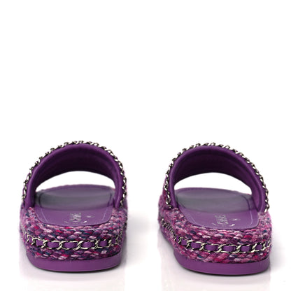 Chanel Cord Braided Chain Slide Sandals 37 Dark Purple 5 of 8