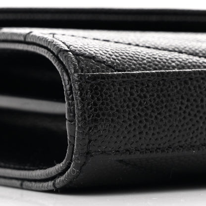 Saint Laurent Grain De Poudre Matelasse Chevron Monogram Chain Wallet Black 11 of 12