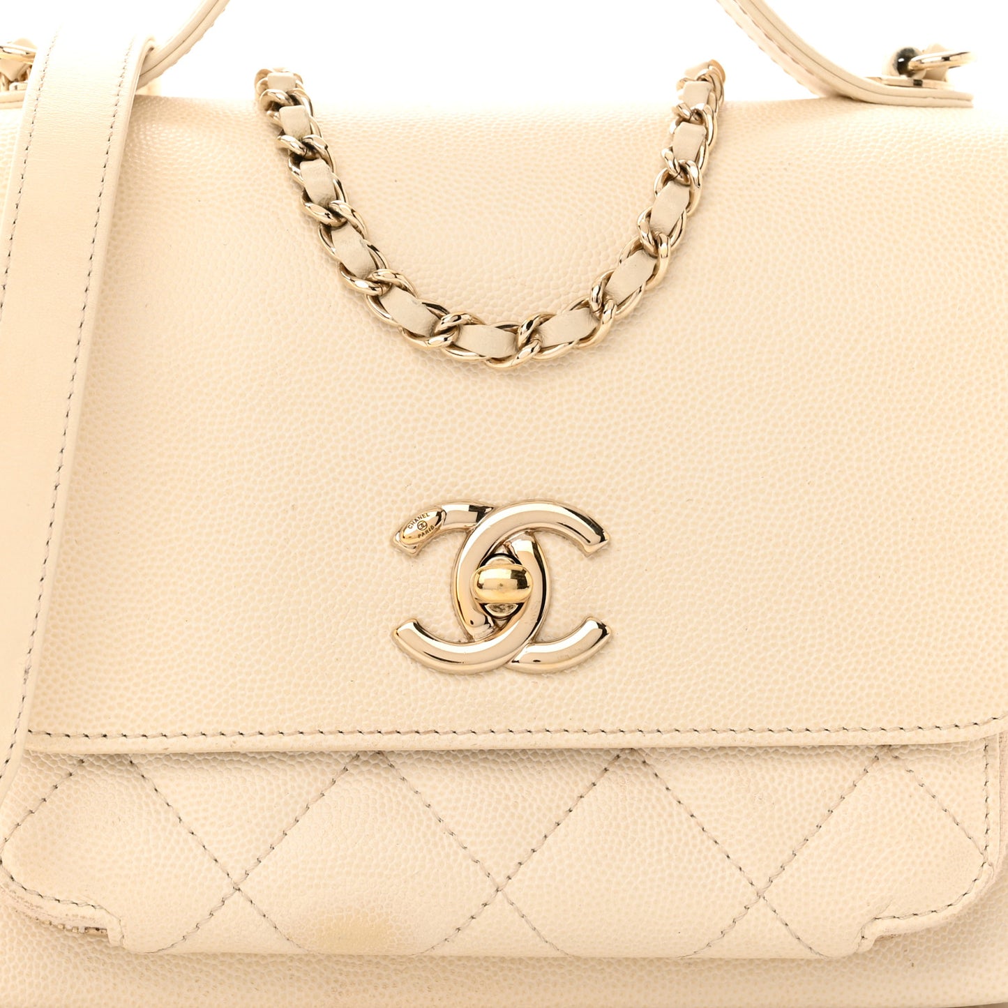 Caviar Quilted Small Business Affinity Flap White