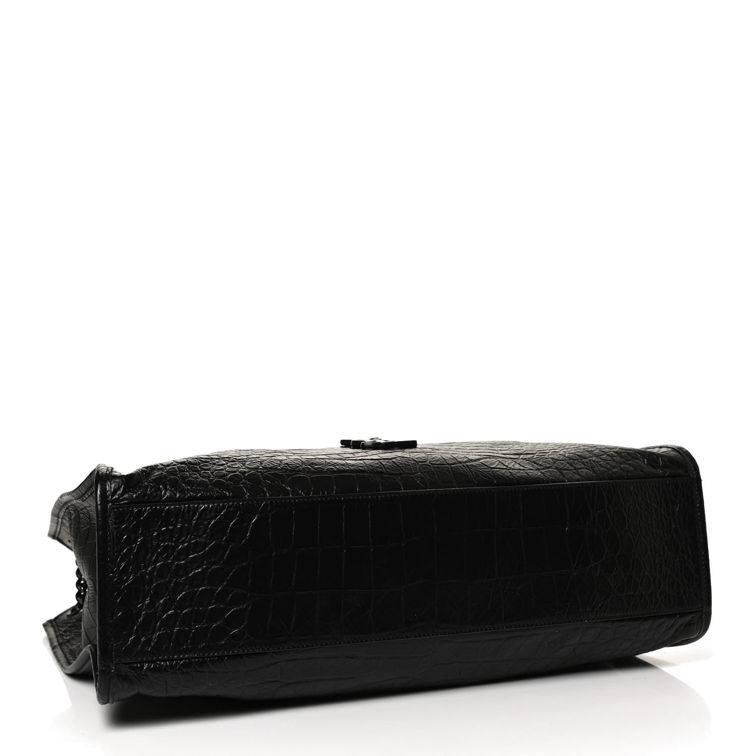 Saint Laurent Calfskin Crocodile Embossed Monogram Large Niki Shopping Bag Black 4 of 10