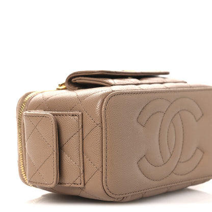 Chanel Caviar Quilted Polly Pocket East West Top Vanity With Chain Dark Beige 9 of 11