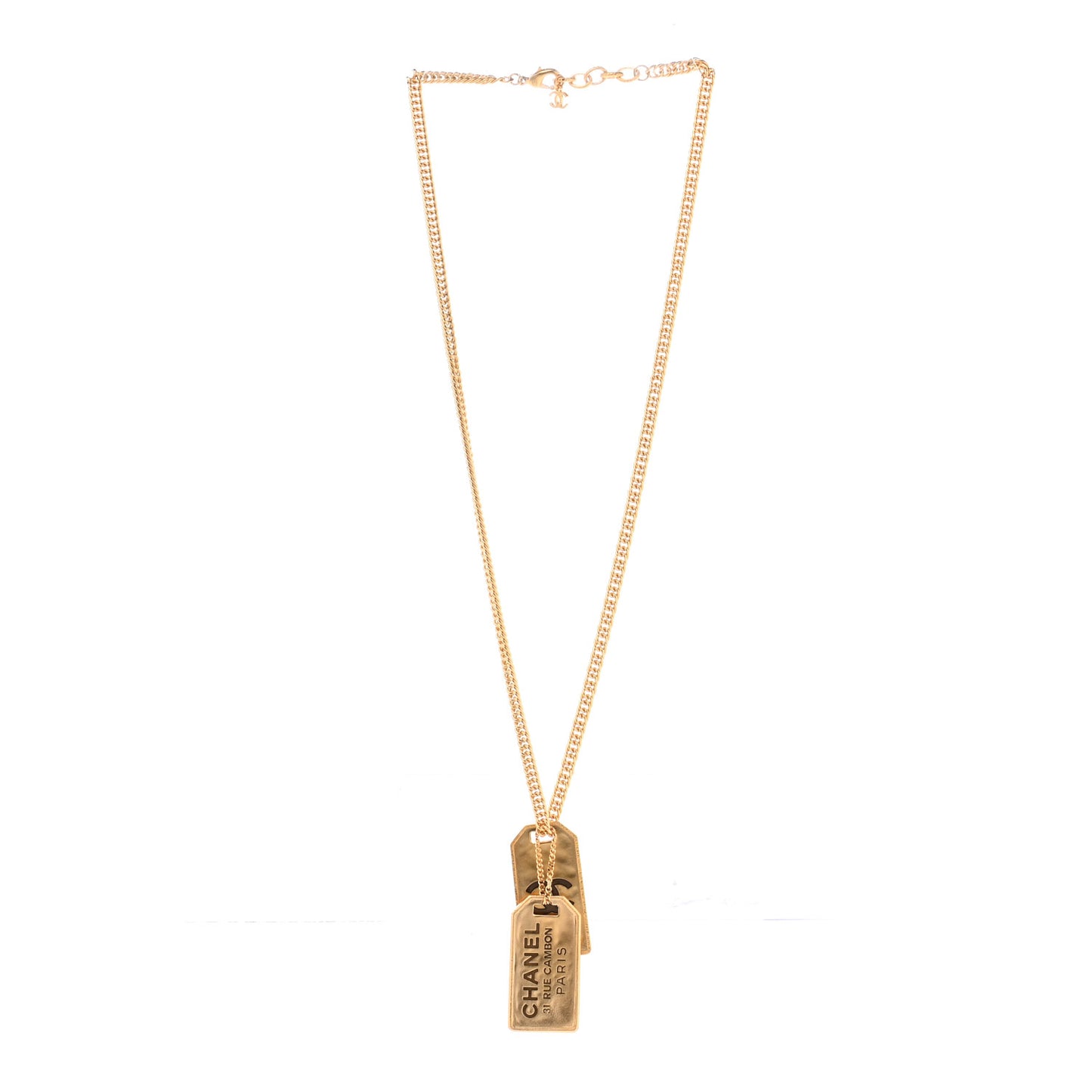 Metal ID Dog Tag Charm Necklace Gold