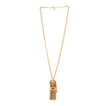 Chanel Metal ID Dog Tag Charm Necklace Gold 3 of 8