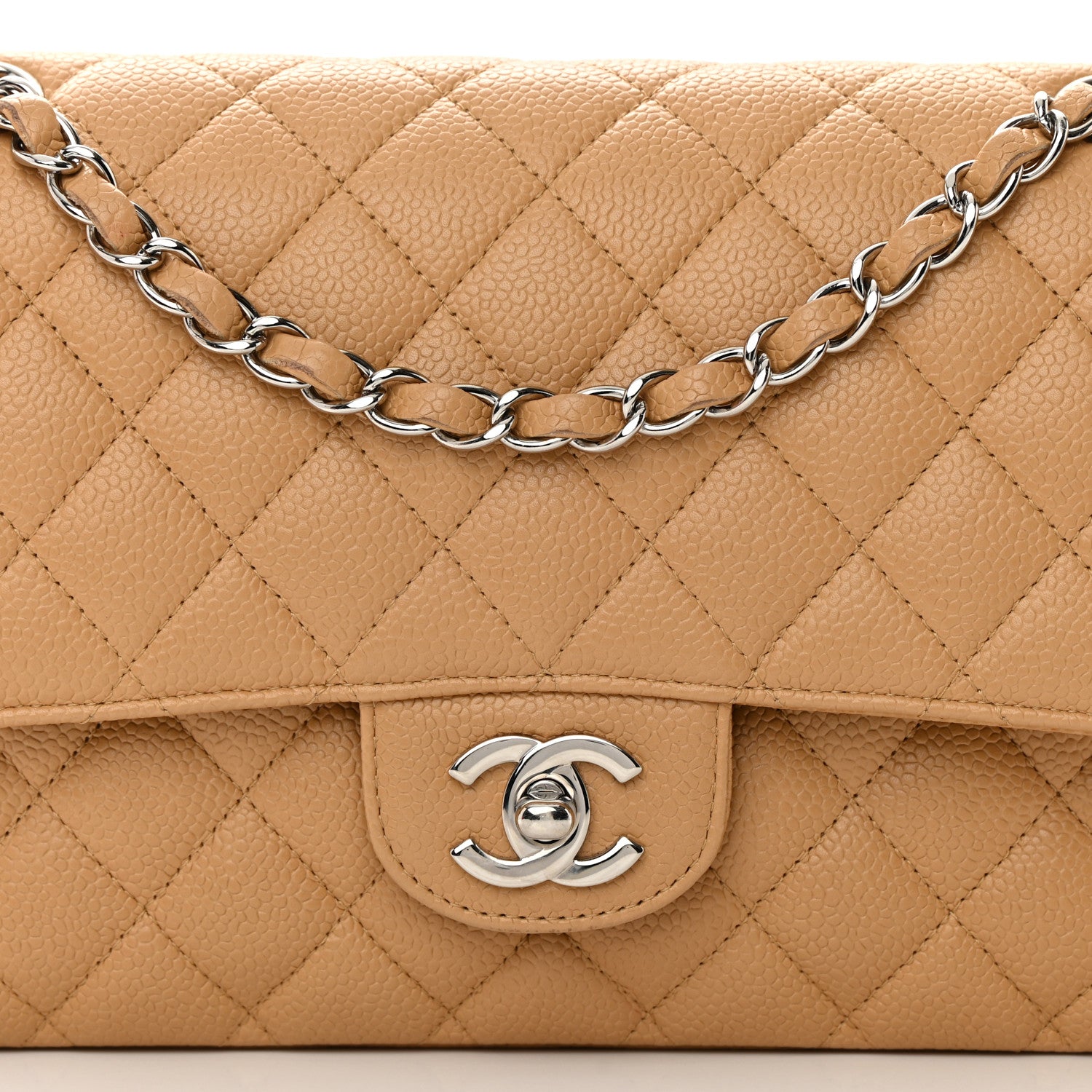 Chanel Caviar Quilted Medium Double Flap Beige 8 of 20