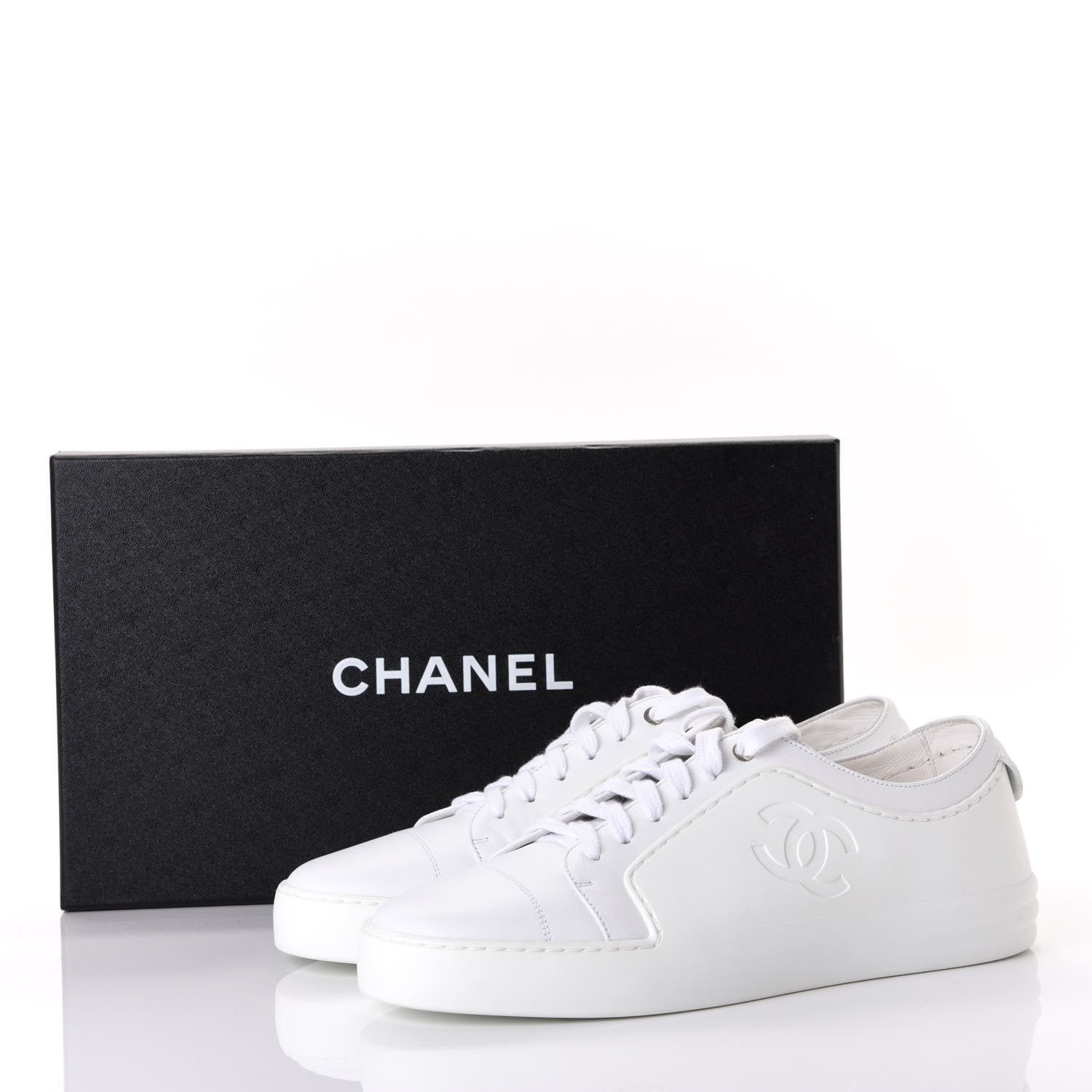 Chanel Calfskin Gum Womens CC Sneakers 39 White 11 of 11