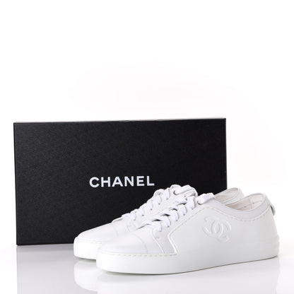 Chanel Calfskin Gum Womens CC Sneakers 39 White 11 of 11