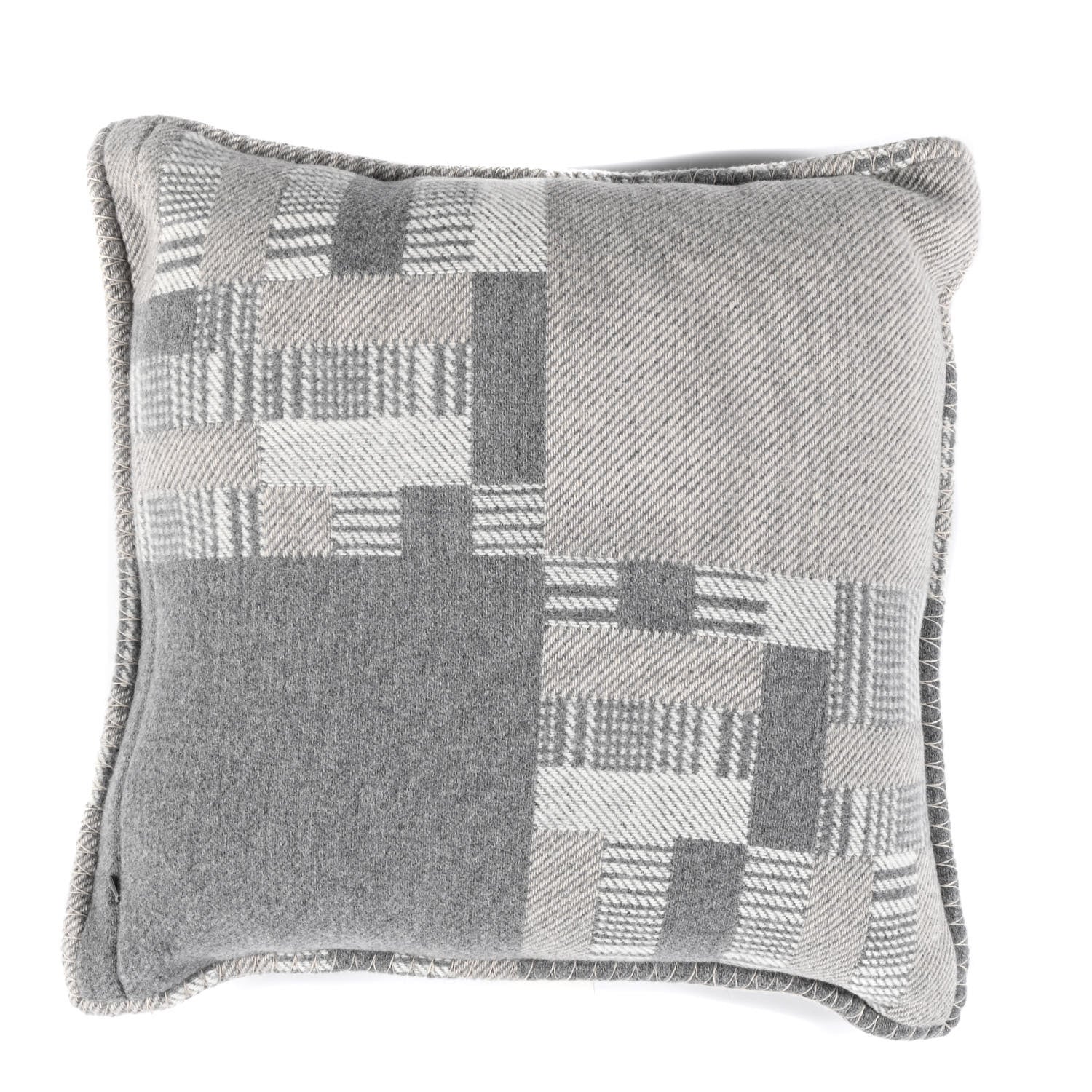 Hermes Wool Cashmere Avalon Paper Block Pillow Gris Acier 2 of 3