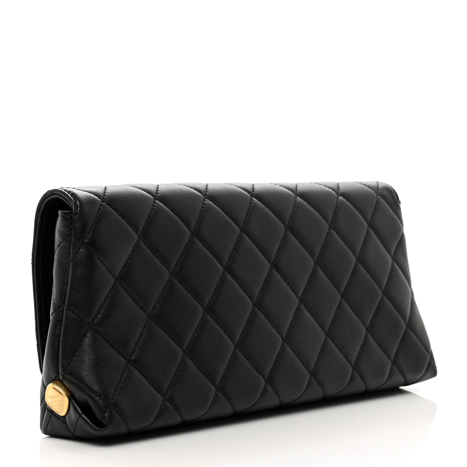 Chanel Lambskin Quilted Pearl Clutch Black 3 of 9