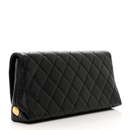 Chanel Lambskin Quilted Pearl Clutch Black 3 of 9