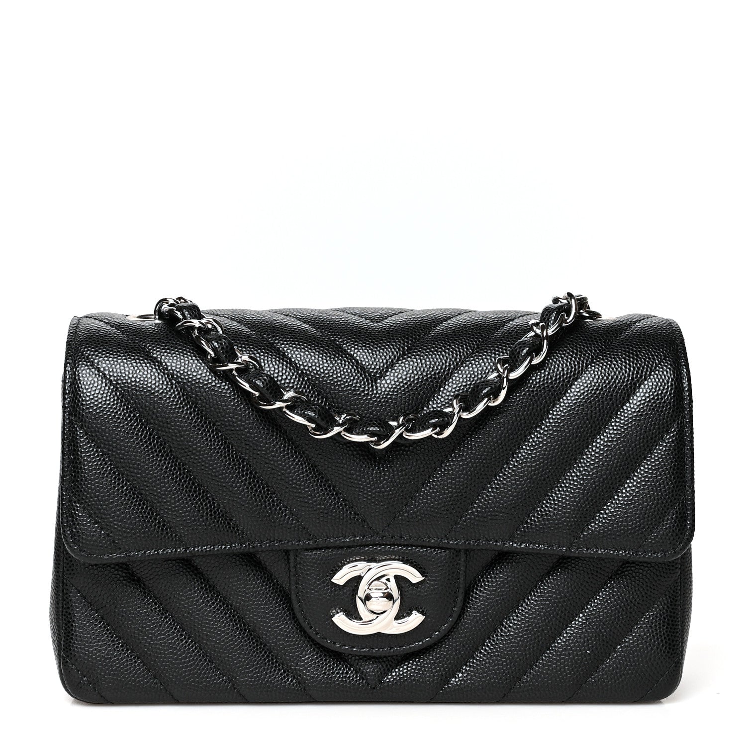 Chanel Caviar Chevron Quilted Mini Rectangular Flap Black 1 of 11