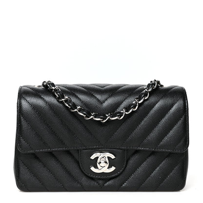 Chanel Caviar Chevron Quilted Mini Rectangular Flap Black 1 of 11