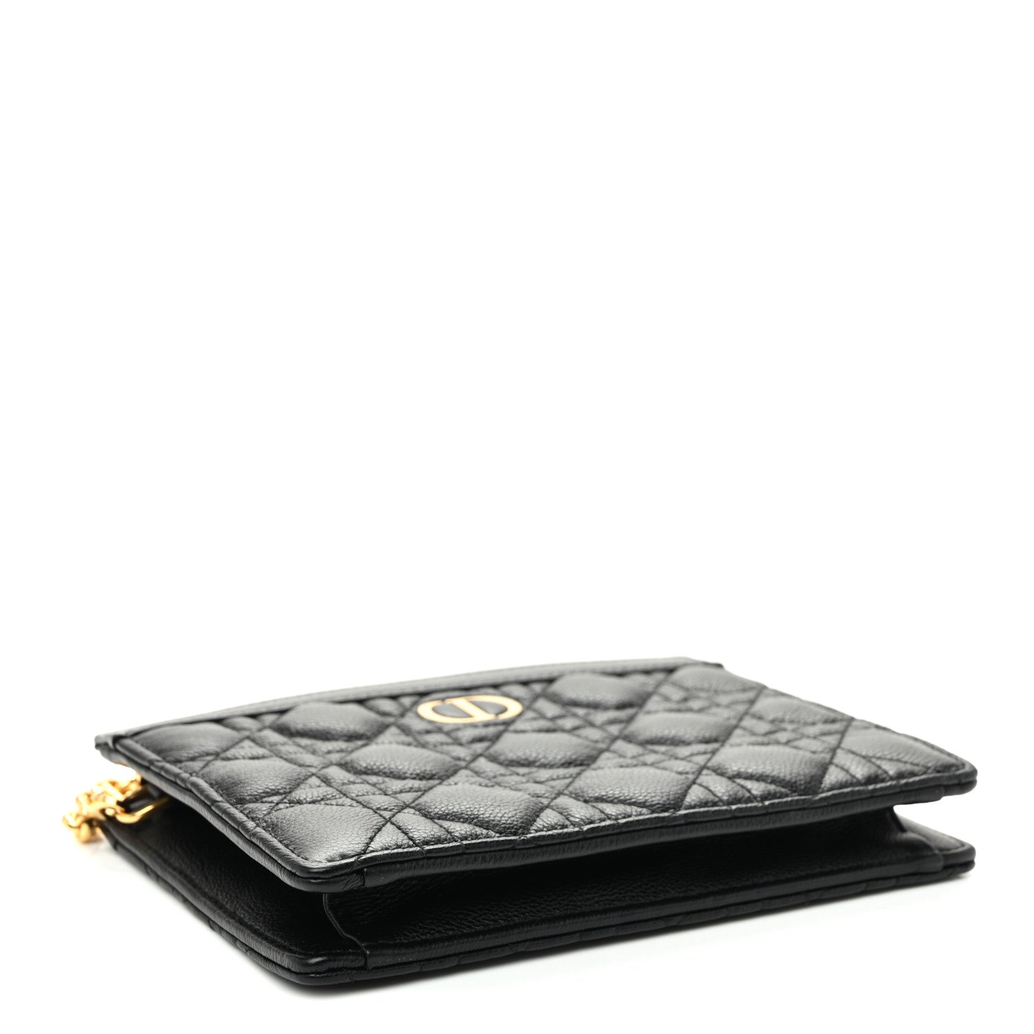 Christian Dior Calfskin Cannage Caro Zipped Pouch With Chain Black 4 of 10