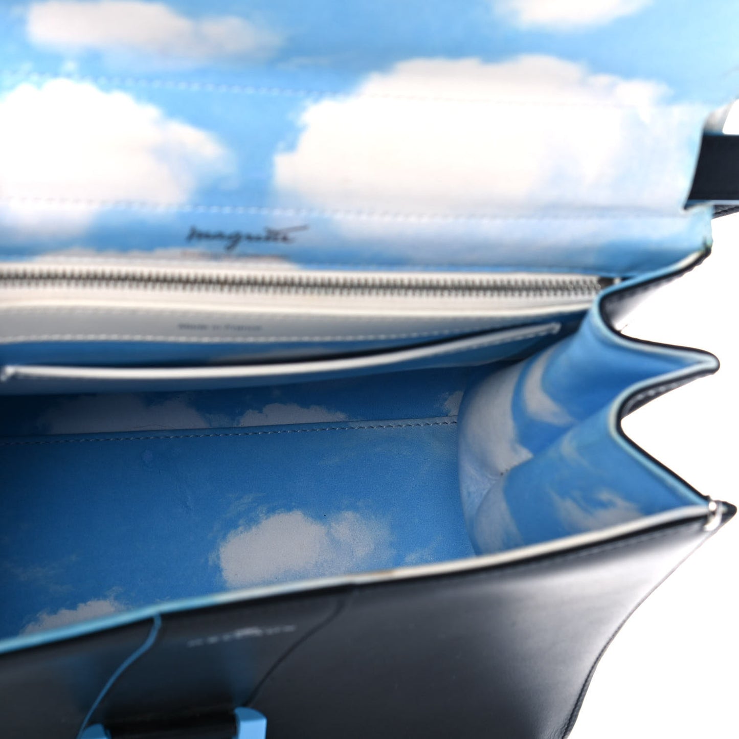 Box Calfskin MM Brillant Clouds Satchel Black Ciel