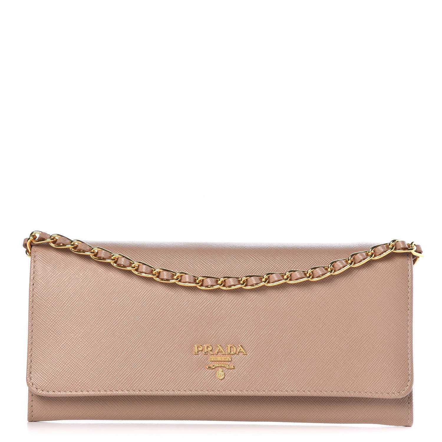 Prada Saffiano Metal Oro Chain Wallet Cammeo 1 of 8