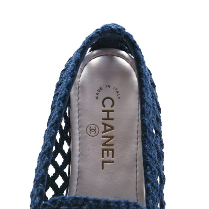 Chanel Raffia Braided CC Mocassin Loafers 40.5 Navy 7 of 8
