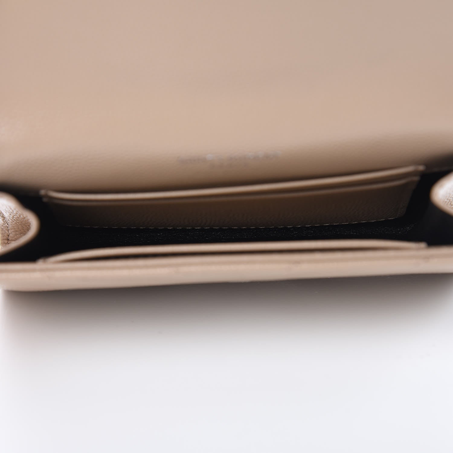 Saint Laurent Grain De Poudre Matelasse Chevron Small Monogram Envelope Wallet Dark Beige 5 of 7