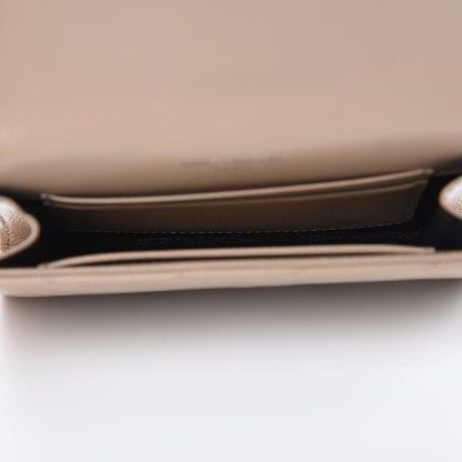 Saint Laurent Grain De Poudre Matelasse Chevron Small Monogram Envelope Wallet Dark Beige 5 of 7