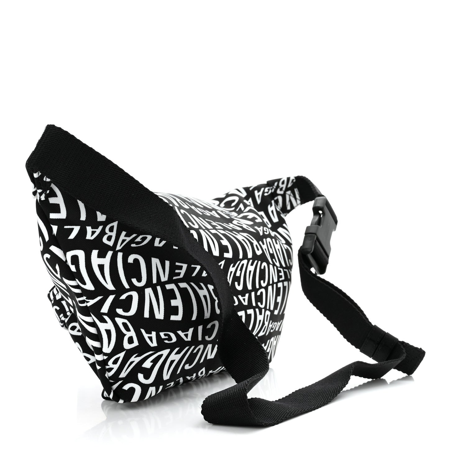 Nylon Wave Logo Print Wheel Beltpack Black White