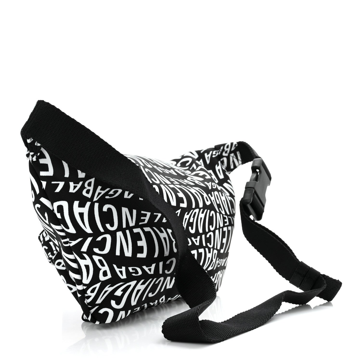 Balenciaga Nylon Wave Logo Print Wheel Beltpack Black White 3 of 10