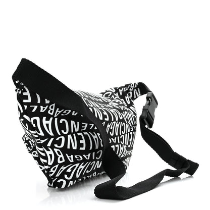 Balenciaga Nylon Wave Logo Print Wheel Beltpack Black White 3 of 10