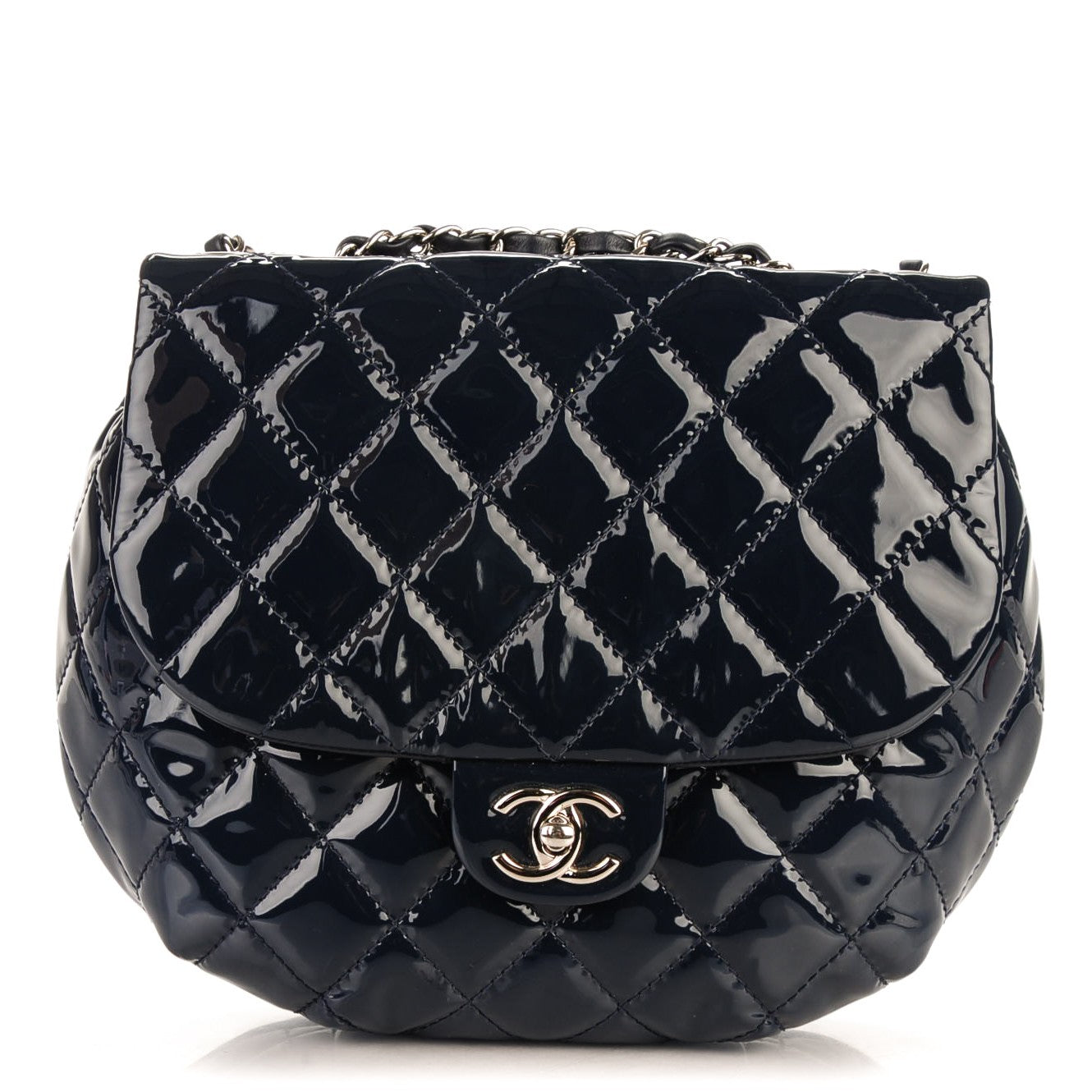 Chanel Patent Calfskin Quilted Medium Bubble CC Flap Dark Navy 1 of 7