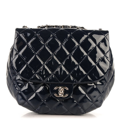 Chanel Patent Calfskin Quilted Medium Bubble CC Flap Dark Navy 1 of 7