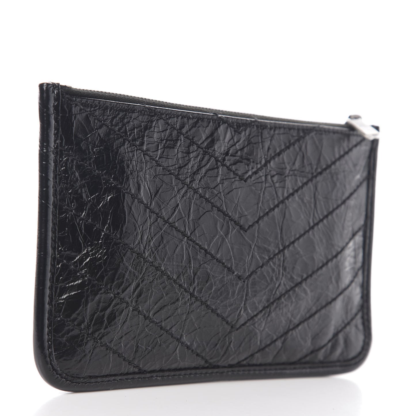 Crinkled Calfskin Matelasse Monogram Niki Bill Pouch Black