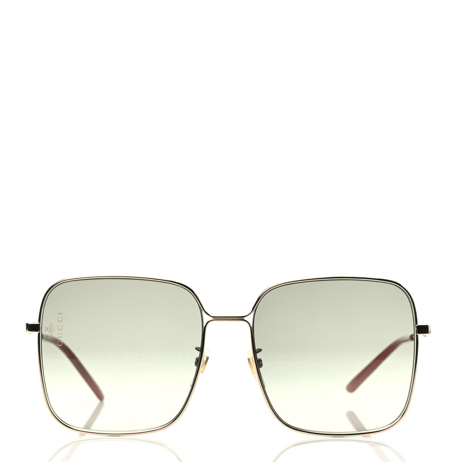Gucci Metal Square Frame Sunglasses GG0443S Gold Grey 2 of 4