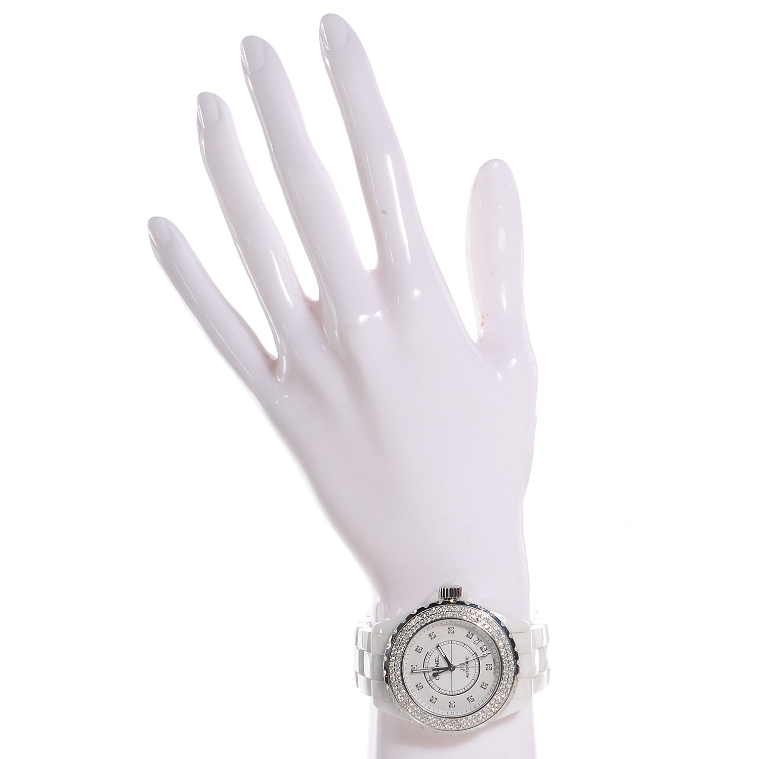 Chanel Stainless Steel Ceramic Diamond Pave Bezel 42mm J12 Automatic Watch White 2 of 6