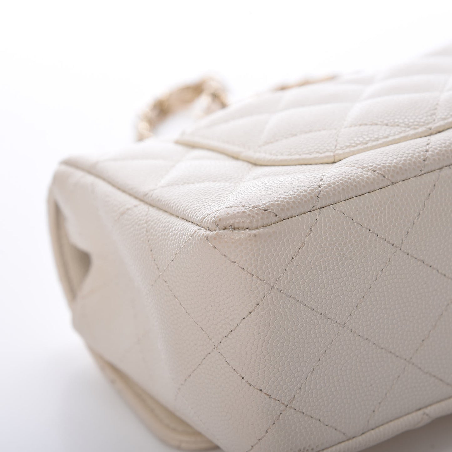 Caviar Quilted Mini Rectangular Flap White