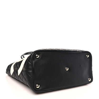 Chanel Calfskin Quilted Large Cambon Tote Black White 4 of 10