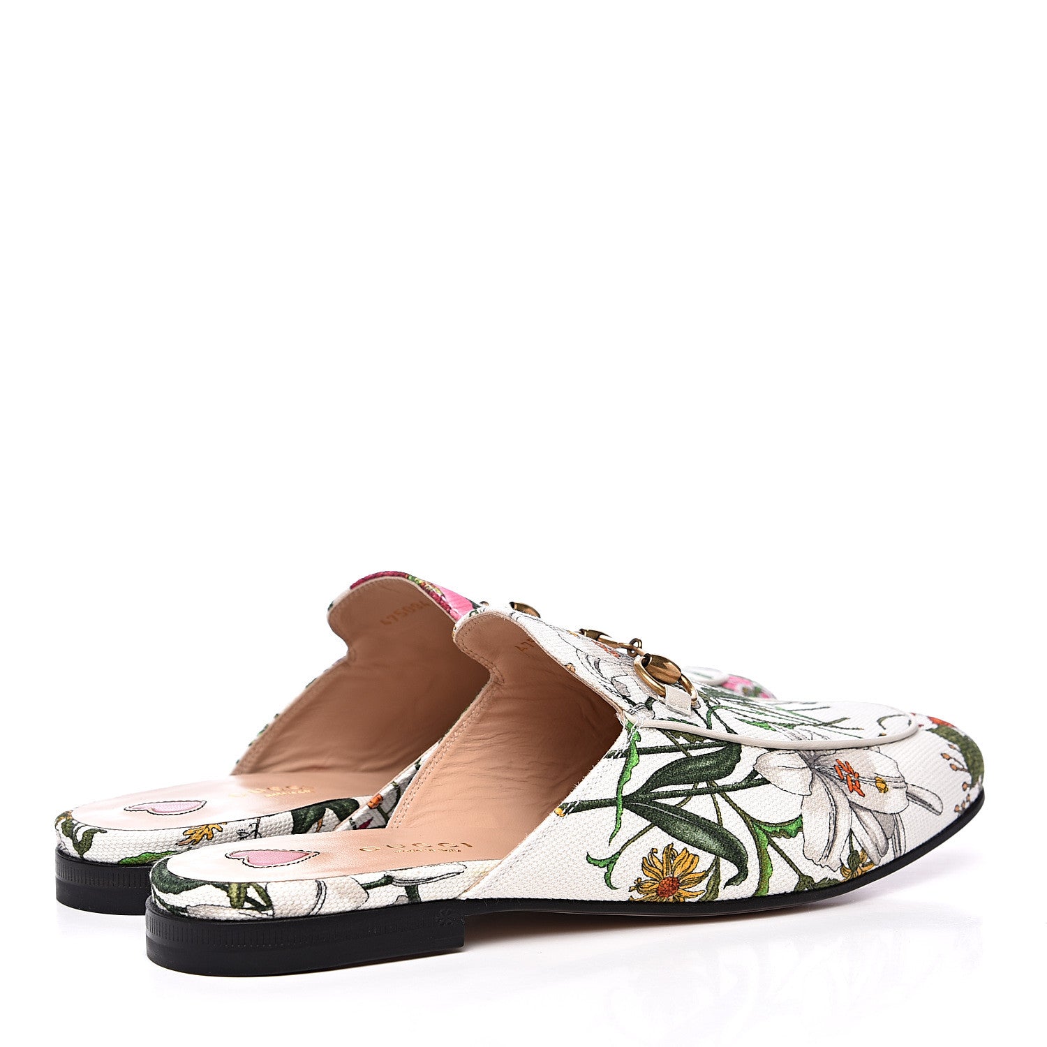 Gucci Canvas Flora Womens Princetown Slippers 37.5 White Multicolor 4 of 9