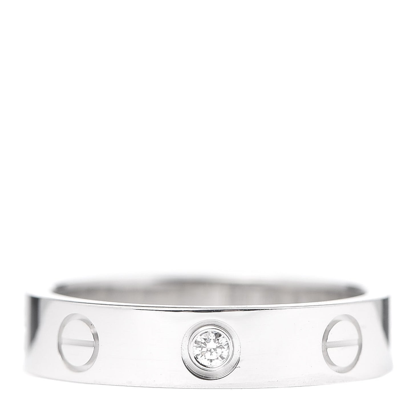 18K White Gold Diamond 4mm LOVE Wedding Band Ring 49 4.75