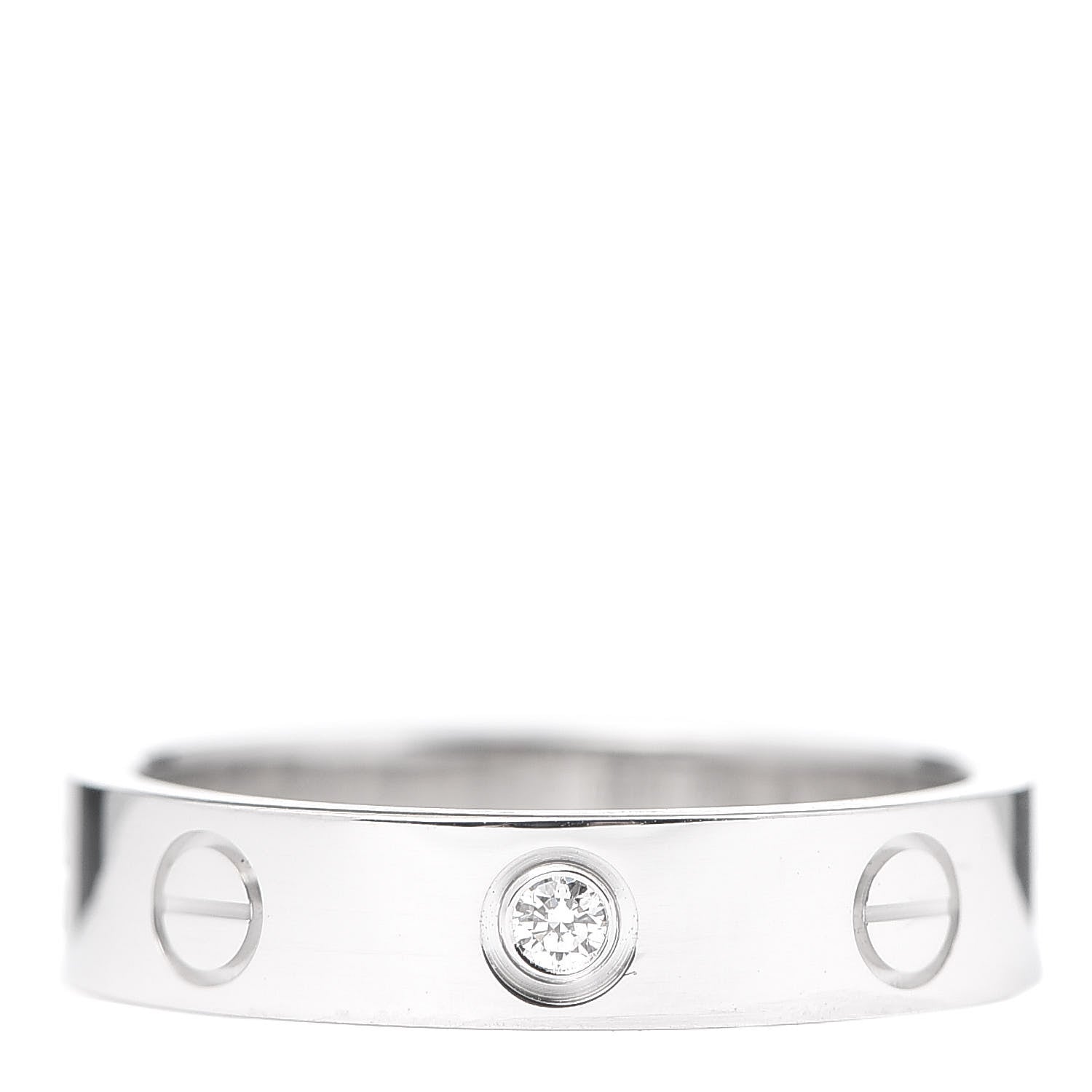 Cartier 18K White Gold Diamond 4mm LOVE Wedding Band Ring 49 4.75 1 of 6