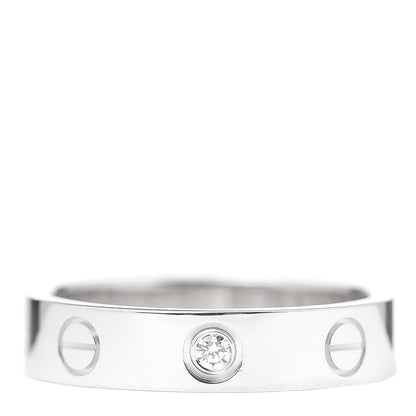 Cartier 18K White Gold Diamond 4mm LOVE Wedding Band Ring 49 4.75 1 of 6